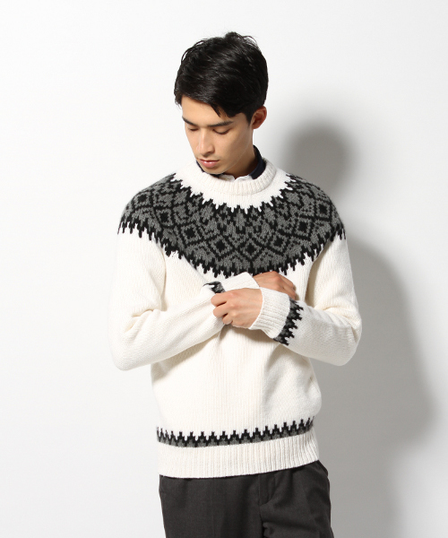 EDIFICE（エディフィス）の「◇CASHMEREキュウシンフェアテイルC/N （ニット/セーター・メンズ・ホワイト/グレー・46/48/44）」の13枚目の写真