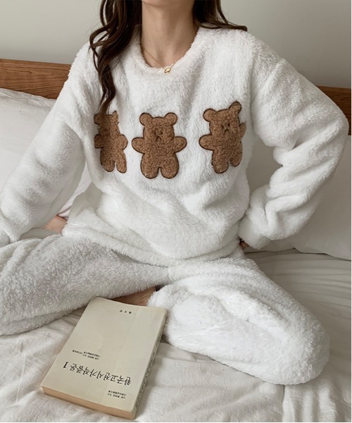 MAISON DE THERESE（メゾン ド テレーズ）の「暖かいコーラルフリースパジャマ（ルームウェア/パジャマ・レディース・A/C/B/D/F/ブラック/I/H/G/E/M/K/J/ベージュ/O・M/L/XL）」の4枚目の写真