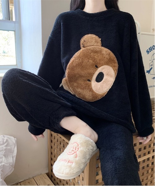 MAISON DE THERESE（メゾン ド テレーズ）の「暖かいコーラルフリースパジャマ（ルームウェア/パジャマ・レディース・A/C/B/D/F/ブラック/I/H/G/E/M/K/J/ベージュ/O・M/L/XL）」の6枚目の写真