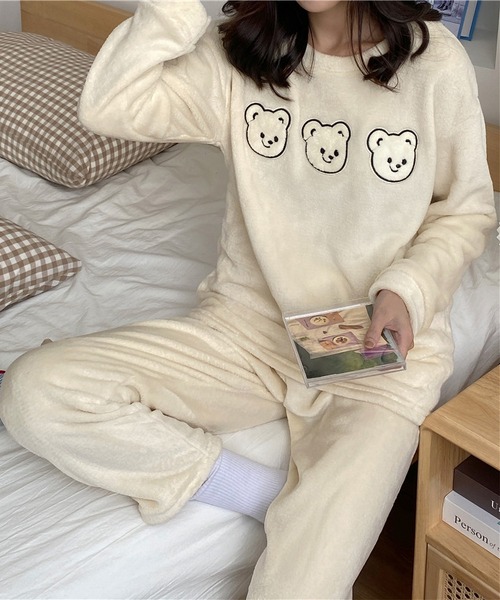 MAISON DE THERESE（メゾン ド テレーズ）の「暖かいコーラルフリースパジャマ（ルームウェア/パジャマ・レディース・A/C/B/D/F/ブラック/I/H/G/E/M/K/J/ベージュ/O・M/L/XL）」の7枚目の写真