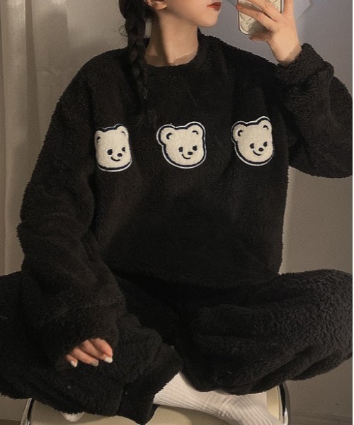 MAISON DE THERESE（メゾン ド テレーズ）の「暖かいコーラルフリースパジャマ（ルームウェア/パジャマ・レディース・A/C/B/D/F/ブラック/I/H/G/E/M/K/J/ベージュ/O・M/L/XL）」の8枚目の写真