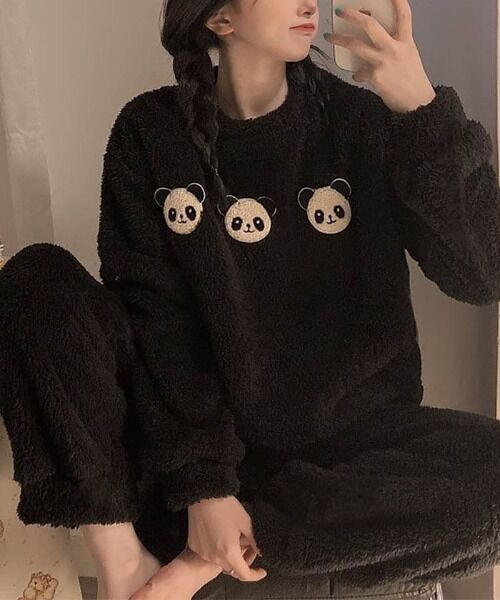 MAISON DE THERESE（メゾン ド テレーズ）の「暖かいコーラルフリースパジャマ（ルームウェア/パジャマ・レディース・A/C/B/D/F/ブラック/I/H/G/E/M/K/J/ベージュ/O・M/L/XL）」の10枚目の写真