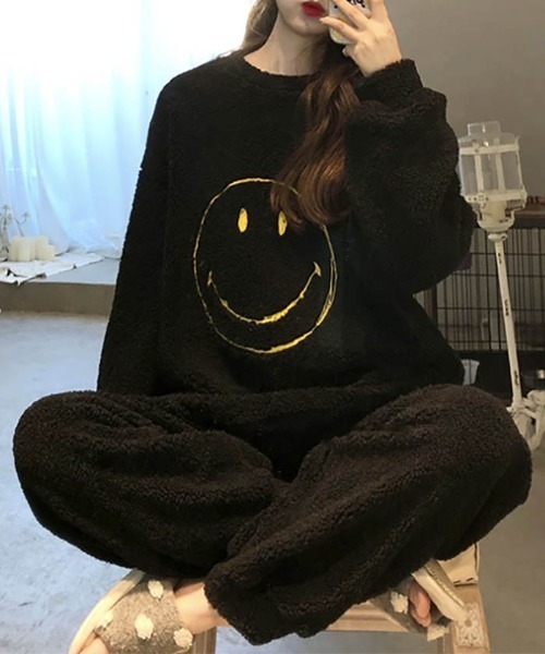 MAISON DE THERESE（メゾン ド テレーズ）の「暖かいコーラルフリースパジャマ（ルームウェア/パジャマ・レディース・A/C/B/D/F/ブラック/I/H/G/E/M/K/J/ベージュ/O・M/L/XL）」の11枚目の写真