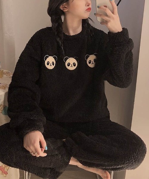 MAISON DE THERESE（メゾン ド テレーズ）の「暖かいコーラルフリースパジャマ（ルームウェア/パジャマ・レディース・A/C/B/D/F/ブラック/I/H/G/E/M/K/J/ベージュ/O・M/L/XL）」の13枚目の写真