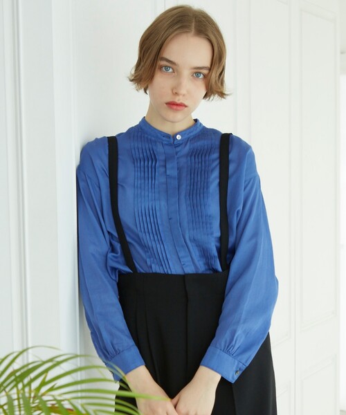 DRESSTERIOR◆製品染ピンタックブラウス/38/コットン/WHT/無地/085-82040 DRESSTERIOR（ドレステリア）の「◇製品染ピンタックブラウス