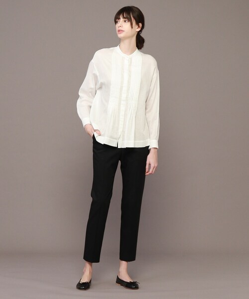 DRESSTERIOR◆製品染ピンタックブラウス/38/コットン/WHT/無地/085-82040 DRESSTERIOR(ドレステリア) / 21年モ/タグ付/製品染ピンタック