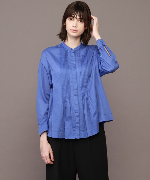 DRESSTERIOR◆製品染ピンタックブラウス/38/コットン/WHT/無地/085-82040 DRESSTERIOR(ドレステリア) / 21年モ/タグ付/製品染ピンタック
