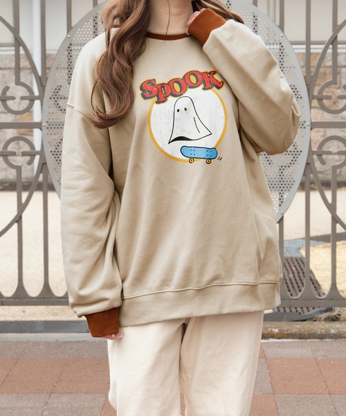 PairPair(ペアペア)の「ヴィンテージプリントP/O(ユニセックス)(スウェット・レディース・ベージュ/アイボリー/スミクロ・MEDIUM/LARGE)」の9枚目の写真