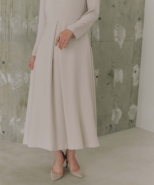 シフォン合わせロングワンピース［ブラック：ブラックフォーマル対応