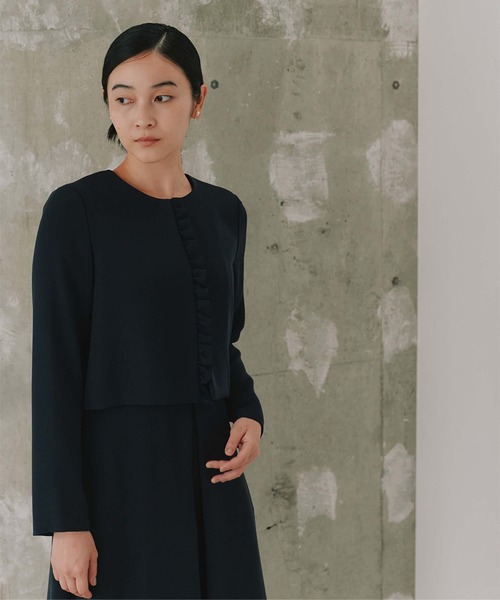 シフォン合わせロングワンピース［ブラック：ブラックフォーマル対応