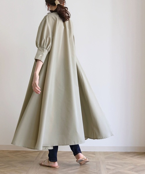 HER CLOSET（ハークローゼット）の「【HERCLOSET】着丈2タイプのピンタックバンドカラーシャツワンピース（シャツワンピース・レディース・ホワイト/ベージュ/ライトカーキ・S/M）」の18枚目の写真