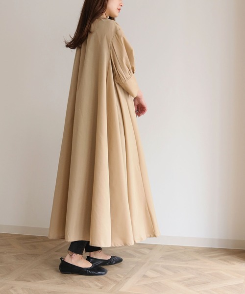 HER CLOSET（ハークローゼット）の「【HERCLOSET】着丈2タイプのピンタックバンドカラーシャツワンピース（シャツワンピース・レディース・ホワイト/ベージュ/ライトカーキ・S/M）」の8枚目の写真