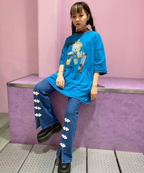 Candy Stripper（キャンディストリッパー）の「BLAZING BEAR Tシャツ（ワンピース・レディース・オフホワイト/ブラック/ブルー・2）」の10枚目の写真