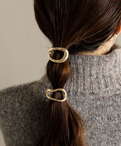 SMELLY（スメリー）の「プックリメタルヘアカフセット（ヘアゴム・レディース・ゴールド・-）」の8枚目の写真