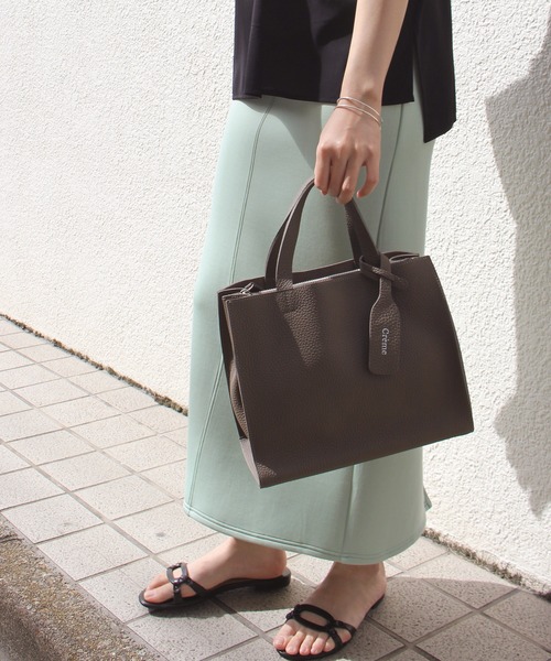 LAVEANGE(ラビアンジェ)の「【牛革】CREME VIVE BAG/レザーバッグ(トートバッグ・レディース・チャコールグレー/サックスブルー/ピンク/キャメル/グレイッシュベージュ・FREE)」の3枚目の写真