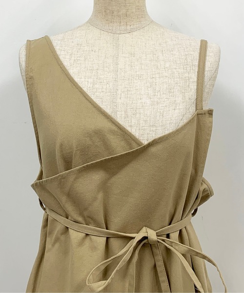 PICCIN（ピッチン）の「アシメラップキャミワンピース（ワンピース・レディース・ベージュ/グリーン・M）」の9枚目の写真