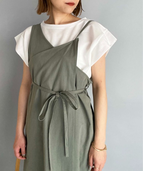 PICCIN（ピッチン）の「アシメラップキャミワンピース（ワンピース・レディース・ベージュ/グリーン・M）」の20枚目の写真