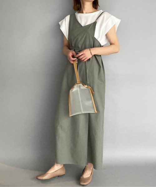 PICCIN（ピッチン）の「アシメラップキャミワンピース（ワンピース・レディース・ベージュ/グリーン・M）」の19枚目の写真