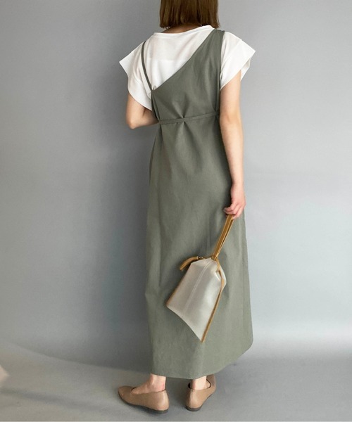 PICCIN（ピッチン）の「アシメラップキャミワンピース（ワンピース・レディース・ベージュ/グリーン・M）」の17枚目の写真