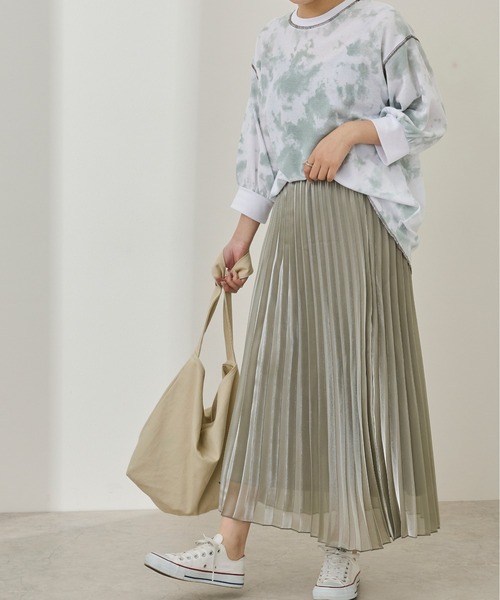 Ambre Neige(アンブルネージュ)の「タイダイ柄ワッフルカットソー/【WEB/EC限定商品】(Tシャツ/カットソー・レディース・ライトグリーン/モカ・FREE)」の12枚目の写真