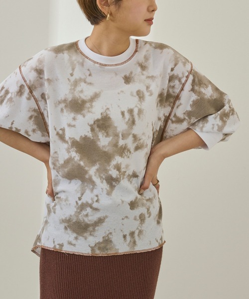 Ambre Neige(アンブルネージュ)の「タイダイ柄ワッフルカットソー/【WEB/EC限定商品】(Tシャツ/カットソー・レディース・ライトグリーン/モカ・FREE)」の13枚目の写真