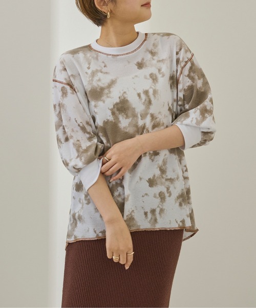 Ambre Neige(アンブルネージュ)の「タイダイ柄ワッフルカットソー/【WEB/EC限定商品】(Tシャツ/カットソー・レディース・ライトグリーン/モカ・FREE)」の8枚目の写真