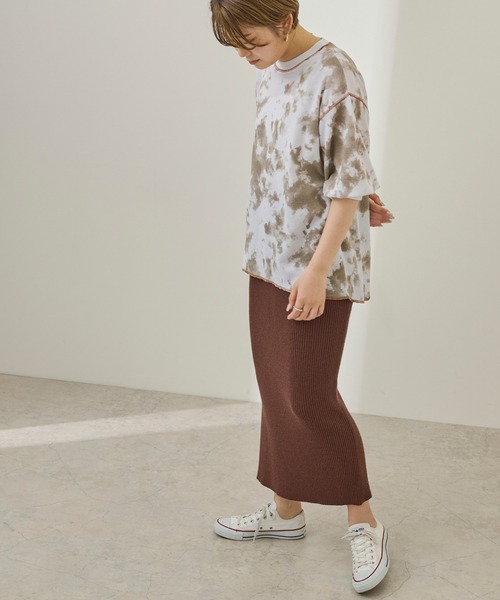 Ambre Neige(アンブルネージュ)の「タイダイ柄ワッフルカットソー/【WEB/EC限定商品】(Tシャツ/カットソー・レディース・ライトグリーン/モカ・FREE)」の9枚目の写真