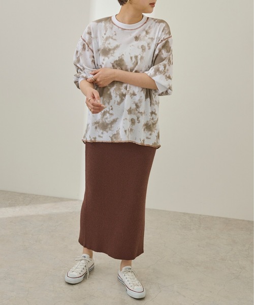 Ambre Neige(アンブルネージュ)の「タイダイ柄ワッフルカットソー/【WEB/EC限定商品】(Tシャツ/カットソー・レディース・ライトグリーン/モカ・FREE)」の10枚目の写真