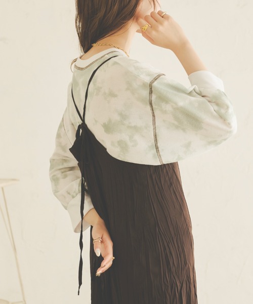 Ambre Neige(アンブルネージュ)の「タイダイ柄ワッフルカットソー/【WEB/EC限定商品】(Tシャツ/カットソー・レディース・ライトグリーン/モカ・FREE)」の19枚目の写真