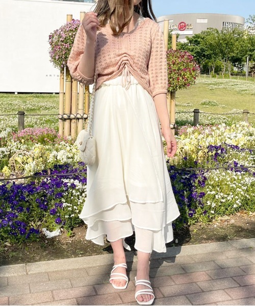 apres jour（アプレジュール）の「透かし編みドロストタンクセット【ZOZOTOWN限定アイテム】（ニット/セーター・レディース・ライトベージュ/ピンクベージュ/アイボリー・フリー/X-LARGE）」の6枚目の写真