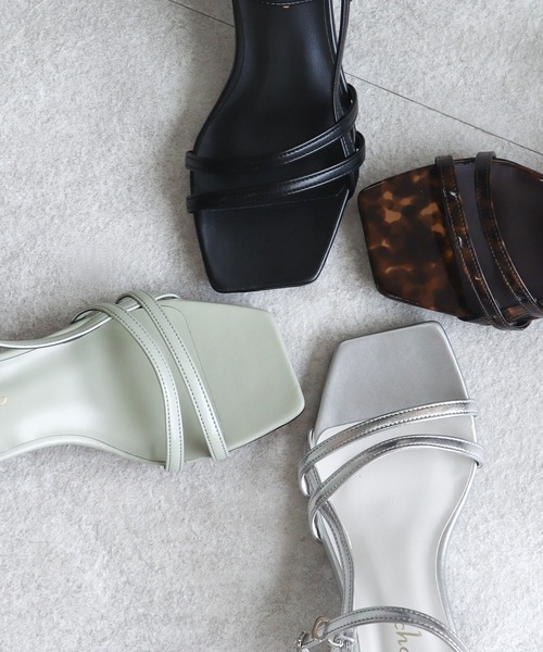 chocolates（チョコラテス）の「ラインストラップサンダル【日本製】（サンダル・レディース・ブラック/シルバー/ミント/ブラウン系その他・S/M/L/LL）」の2枚目の写真