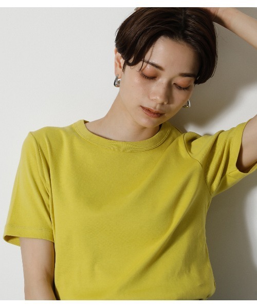 AZUL by moussy（アズールバイマウジー）の「COTTON USAFIT TEE/コットンUSAフィットTシャツ（Tシャツ/カットソー・レディース・ダークブラウン/ブラック/イエロー/ダークブルー/オフホワイト・MEDIUM/SMALL）」の10枚目の写真