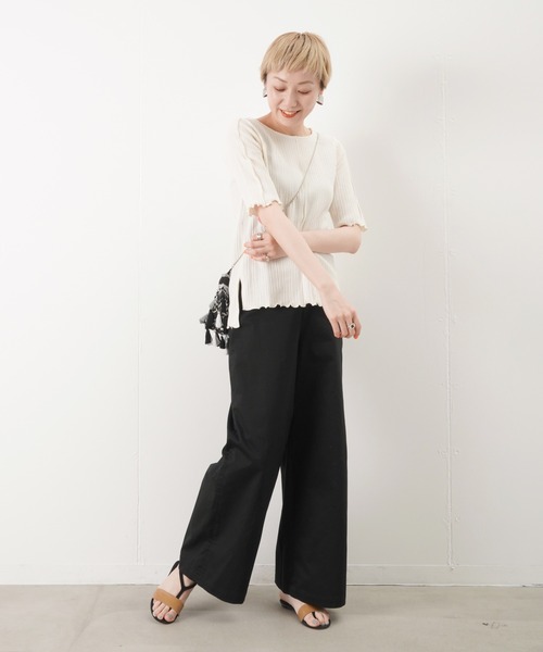 LUCA/LADY LUCK LUCA（ルカ/レディラックルカ）の「LC/LLL コットンリネンワイドパンツ（チノパンツ・レディース・ブラック/ライトベージュ/ブルー・38/36）」の8枚目の写真