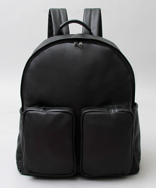 REGiSTA(レジスタ)の「シープスキンライク フェイクレザー 2ポケット デイパック / ビッグサイズ / 大容量 バックパック(バックパック/リュック・メンズ・ブラック・FREE)」の13枚目の写真