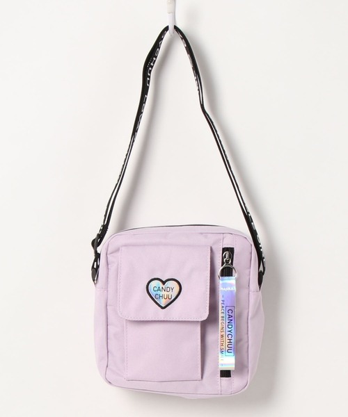 Candychuu（キャンディチュウ）の「ハートワッペンポシェット（ショルダーバッグ・キッズ・ブラック/サックスブルー/ラベンダー・FREE）」の3枚目の写真