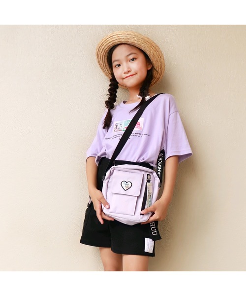 Candychuu（キャンディチュウ）の「ハートワッペンポシェット（ショルダーバッグ・キッズ・ブラック/サックスブルー/ラベンダー・FREE）」の10枚目の写真
