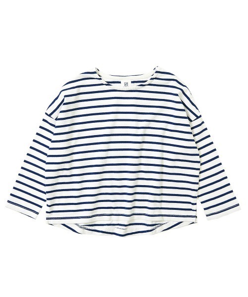 devirock（デビロック）の「ゆるっとボーダー 長袖Tシャツ（Tシャツ/カットソー・キッズ・ブラック/ネイビー/サックスブルー/ラベンダー/チャコール/ダークベージュ・110cm/100cm/120cm/130cm/140cm/150cm/160cm）」の20枚目の写真