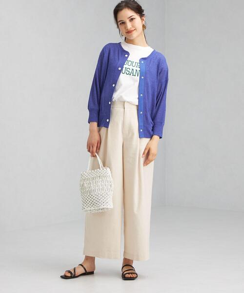 green label relaxing（グリーンレーベルリラクシング）の「ドットボタン 2WAY カーディガン（カーディガン/ボレロ・レディース・ナチュラル/ケリー/ロイヤルブルー・FREE）」の5枚目の写真