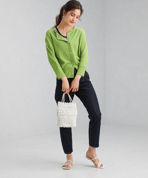 green label relaxing（グリーンレーベルリラクシング）の「ドットボタン 2WAY カーディガン（カーディガン/ボレロ・レディース・ナチュラル/ケリー/ロイヤルブルー・FREE）」の7枚目の写真