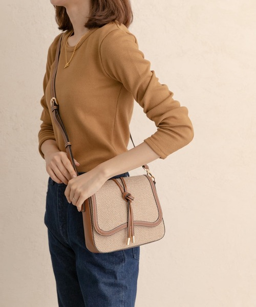 RODE SKO（ロデスコ）の「FENNA 異素材コンビショルダー（ショルダーバッグ・レディース・ブラウン/オレンジ・ONE）」の3枚目の写真