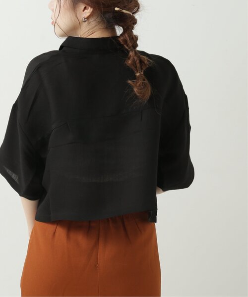 RAY CASSIN（レイカズン）の「テンセルガーゼショートシャツ（シャツ/ブラウス・レディース・ライトカーキ/オフホワイト/ブラック/モカ・FREE）」の6枚目の写真