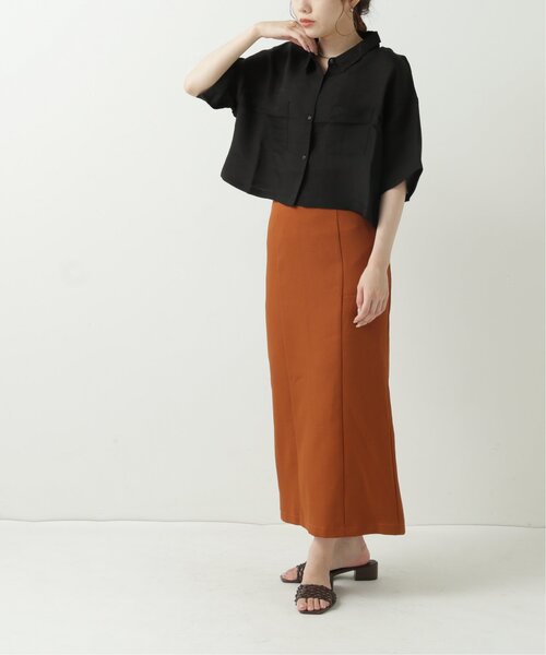 RAY CASSIN（レイカズン）の「テンセルガーゼショートシャツ（シャツ/ブラウス・レディース・ライトカーキ/オフホワイト/ブラック/モカ・FREE）」の7枚目の写真