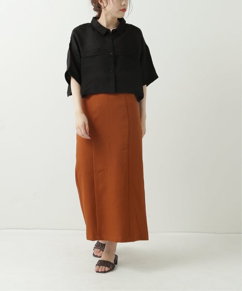 RAY CASSIN（レイカズン）の「テンセルガーゼショートシャツ（シャツ/ブラウス・レディース・ライトカーキ/オフホワイト/ブラック/モカ・FREE）」の8枚目の写真