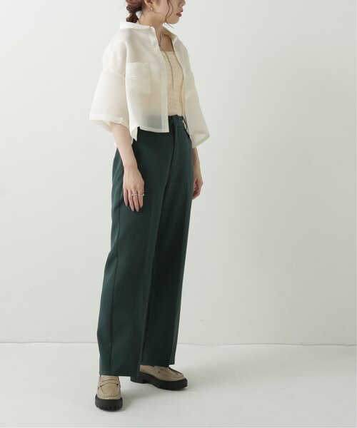 RAY CASSIN（レイカズン）の「テンセルガーゼショートシャツ（シャツ/ブラウス・レディース・ライトカーキ/オフホワイト/ブラック/モカ・FREE）」の11枚目の写真