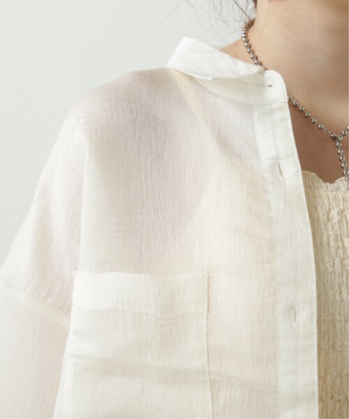 RAY CASSIN（レイカズン）の「テンセルガーゼショートシャツ（シャツ/ブラウス・レディース・ライトカーキ/オフホワイト/ブラック/モカ・FREE）」の13枚目の写真