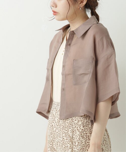 RAY CASSIN（レイカズン）の「テンセルガーゼショートシャツ（シャツ/ブラウス・レディース・ライトカーキ/オフホワイト/ブラック/モカ・FREE）」の14枚目の写真