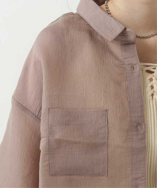 RAY CASSIN（レイカズン）の「テンセルガーゼショートシャツ（シャツ/ブラウス・レディース・ライトカーキ/オフホワイト/ブラック/モカ・FREE）」の17枚目の写真