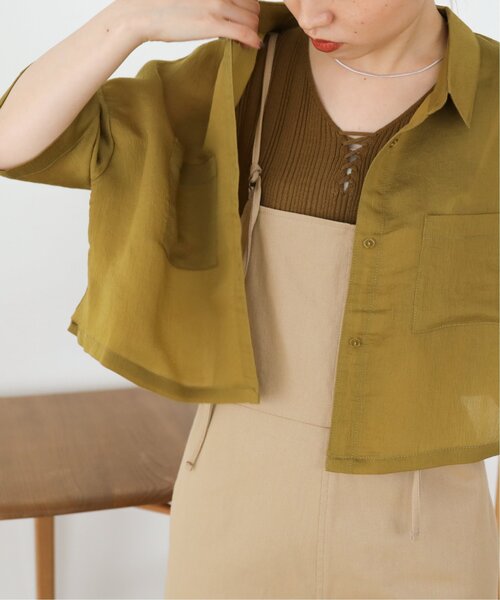 RAY CASSIN（レイカズン）の「テンセルガーゼショートシャツ（シャツ/ブラウス・レディース・ライトカーキ/オフホワイト/ブラック/モカ・FREE）」の22枚目の写真