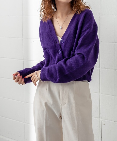 mystic（ミスティック）の「ポケットショートカーディガン（カーディガン/ボレロ・レディース・チャコールグレー/パープル/オフホワイト/イエロー/ラベンダー・FREE）」の19枚目の写真