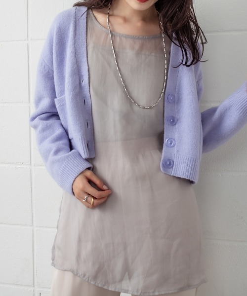 mystic（ミスティック）の「ポケットショートカーディガン（カーディガン/ボレロ・レディース・チャコールグレー/パープル/オフホワイト/イエロー/ラベンダー・FREE）」の20枚目の写真